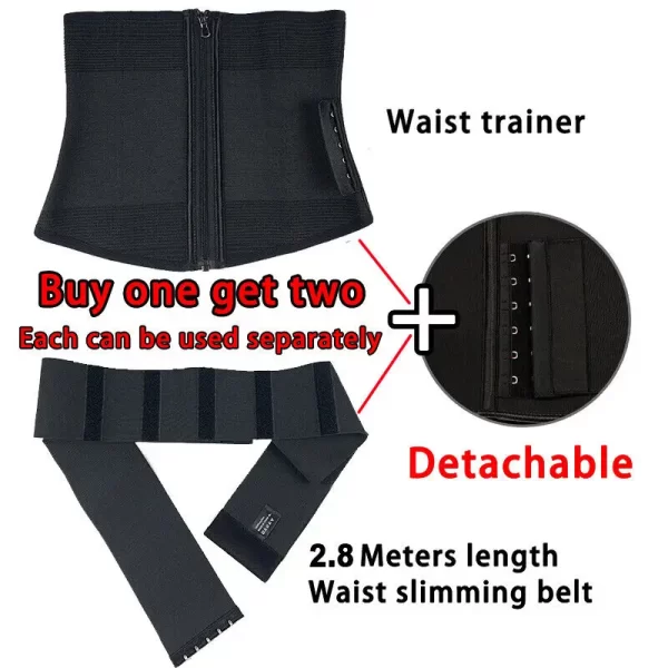 9 Steel Bones Waist Trainer Body Shaper Adjustable Belly Tummy Control Snatch Me Up Wrap Stretch Bands Slim Body Shaper Women - Image 3