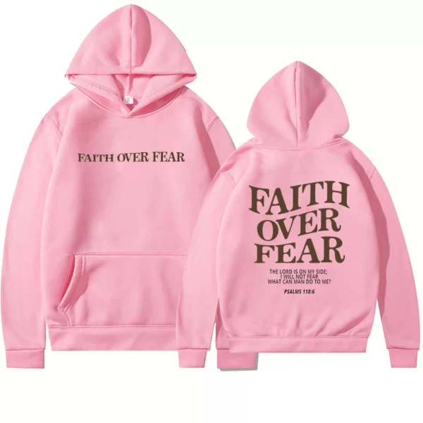 Faith Over Fear Christian Hoodie Christian Sweatshirt Jesus Hoodie Trendy Hoodie Bible Verse Shirt Unisex Aesthetic Clothes - Image 6