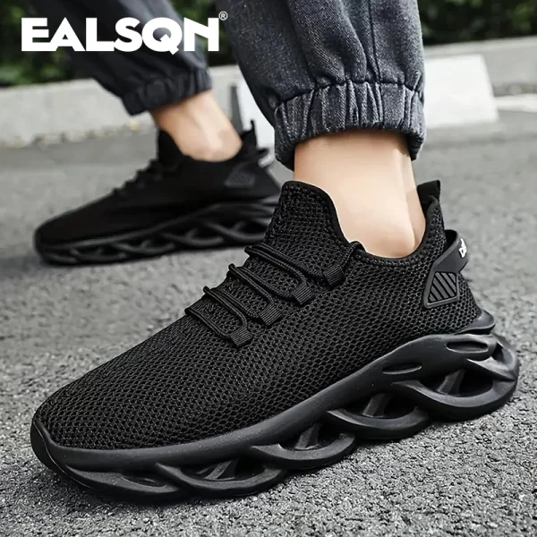 Men Sports Running Black Jogging Shoes Casual Sneakers Brown Outdoor Breathable Mesh Women Light Shock-absorption Black Tennis - Image 2